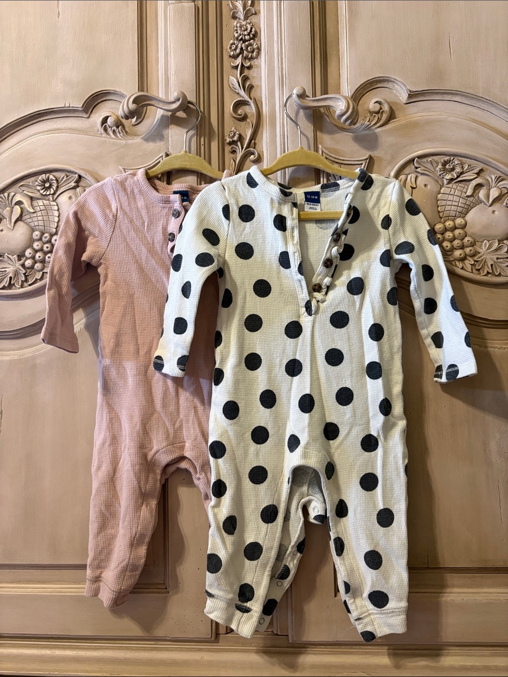 Old Navy White One-Piece with Black Polka Dots & Pink One-Piece Set